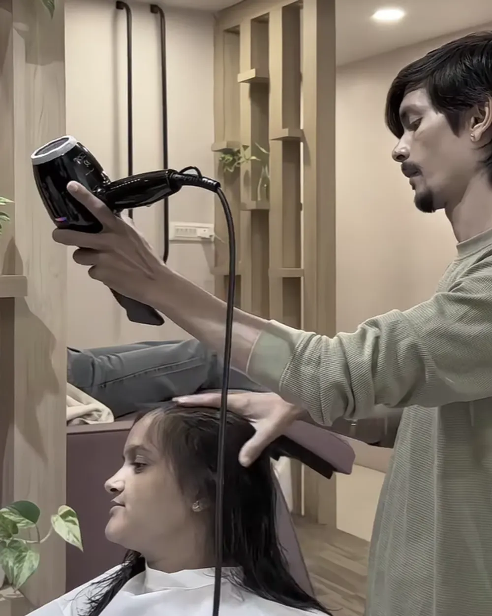 Professional hair styling session