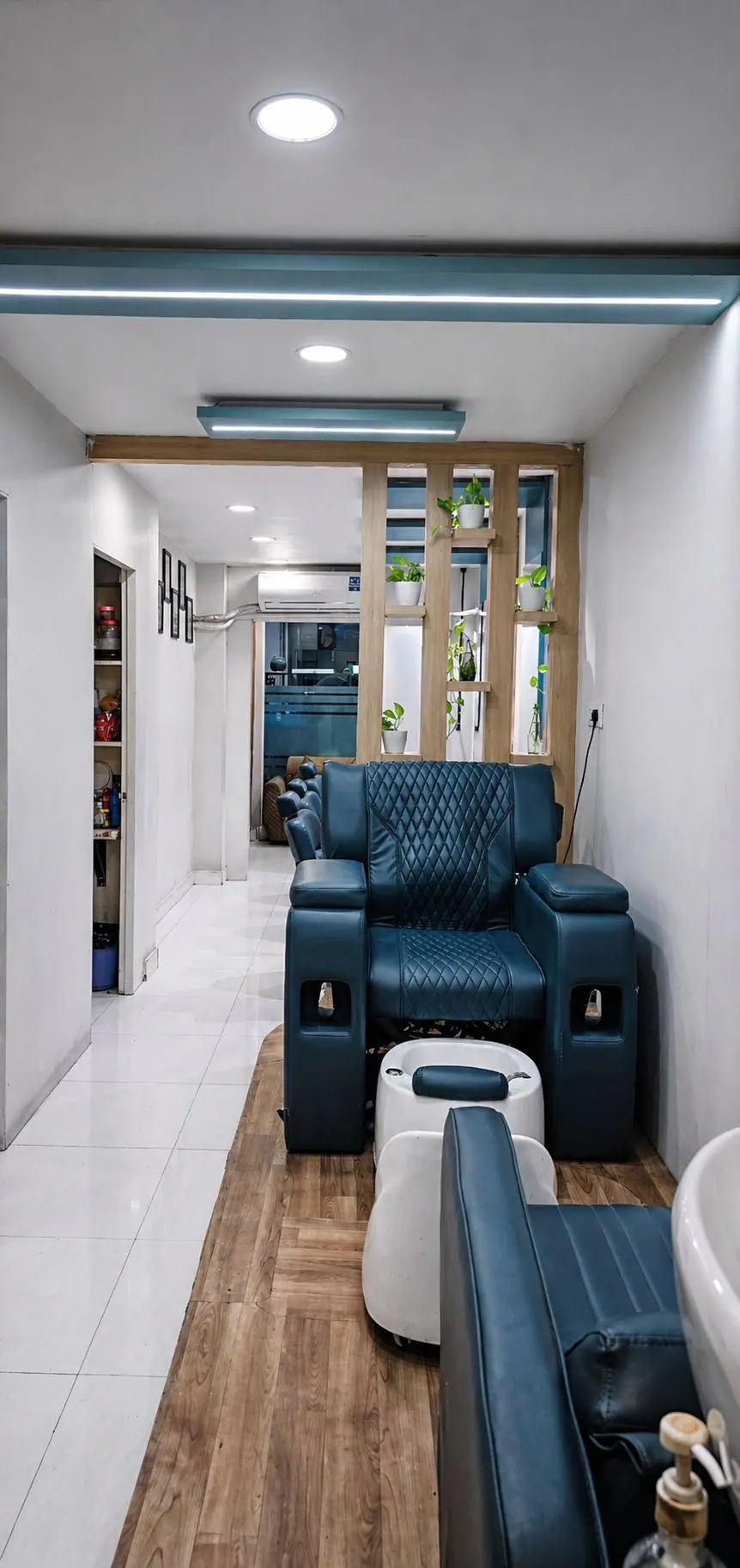 Pedicure setup in men's grooming area